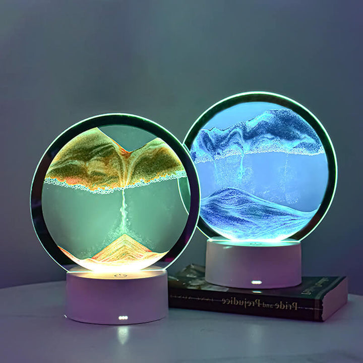 Lisslune | Creative Round Hourglass Quicksand 3D LED Night Light Table Lamp