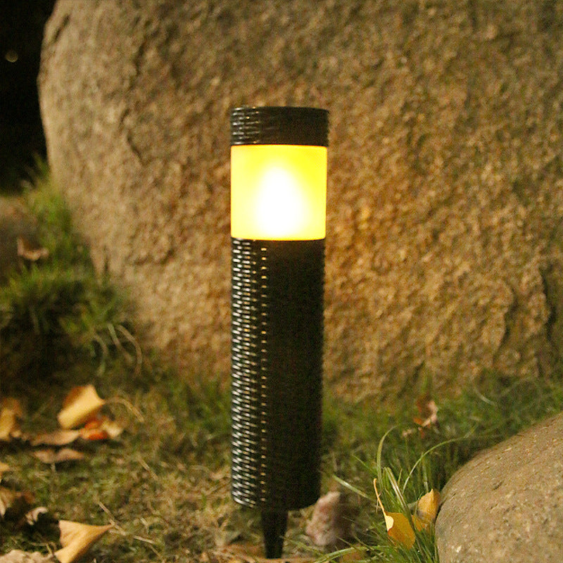 Lisslune | Outdoor Solar Rattan Cylindrical LED Garden Lawn In-ground Landscape Light