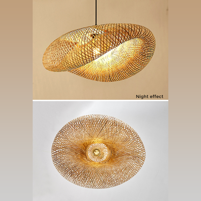 Lisslune | Rattan Woven Bamboo - Pendant Light - Led - Light