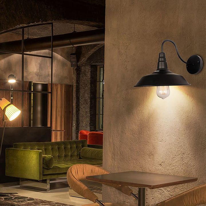 Lisslune | Noctura Classic Wall Lamp | Vintage Design | Iron Frame with Round Glass Shade | 1-Light Dining Room Lighting