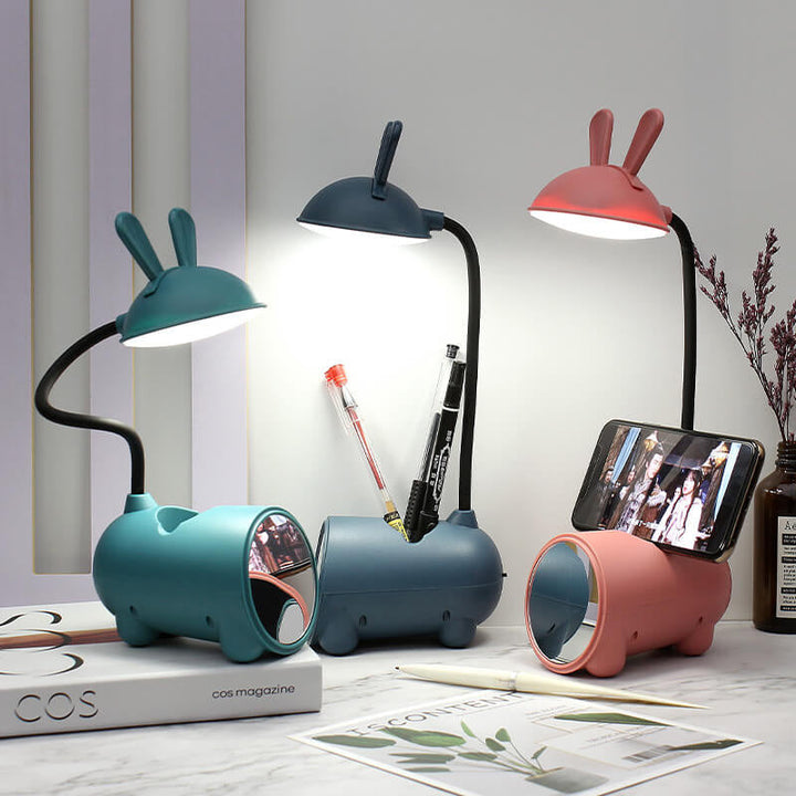 Lisslune | BunnyGlow Creative LED Touch Lamp with Pen Holder | USB Charging Function | Desk Lamp | Children's Room Decor