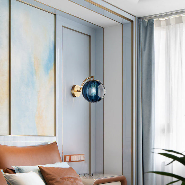 Lisslune | Contemporary Scandinavian Round Ball Iron Glass 1-Light Wall Lamp for Living Room