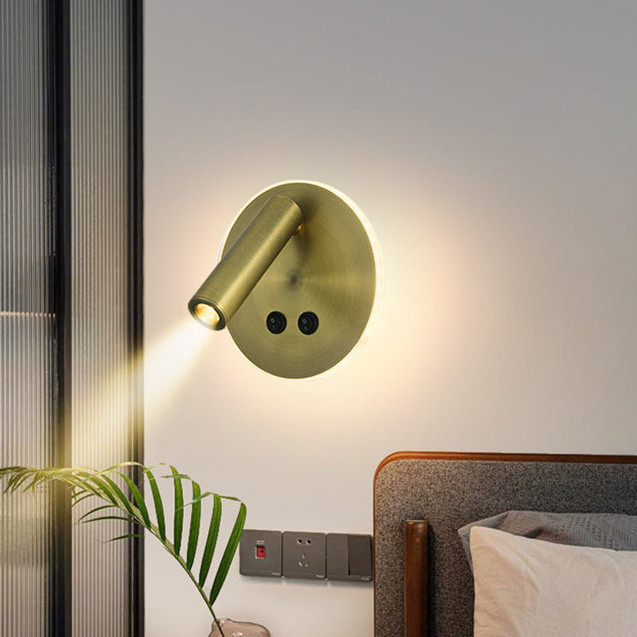 Lisslune | Modern Minimalistic Rectangular Round Iron Aluminum LED Wall Lamp For Bedroom