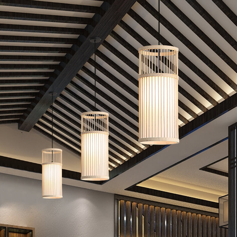 Lisslune | Bambora Zen Pendant Light | Handwoven Bamboo Lantern | Japanese Design | Natural Elegance