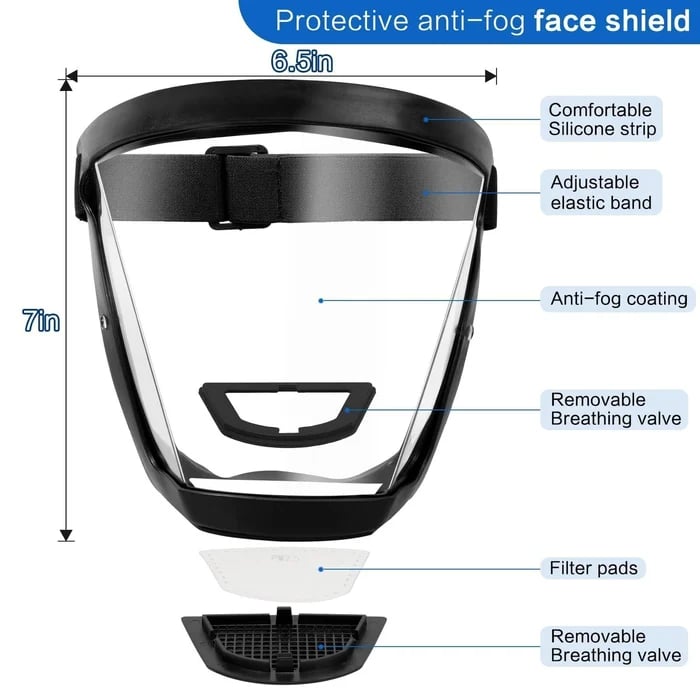 Lisslune | Full Face Protection Large Transparent Face Shield