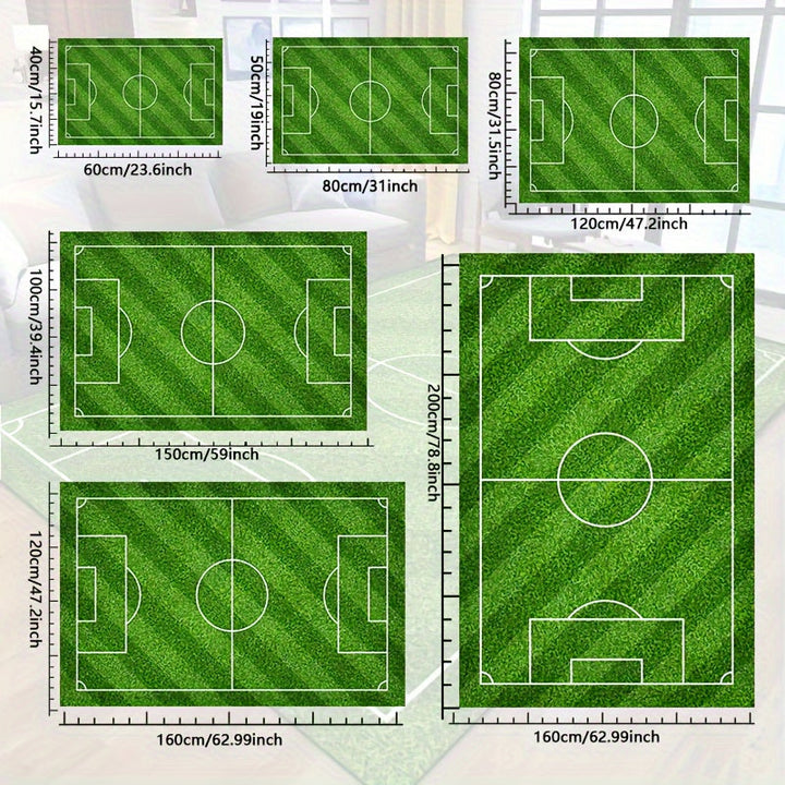 Lisslune | Football Field Pattern Carpet - non-slip washable lounge mats for living room, bedroom, garden or gaming room