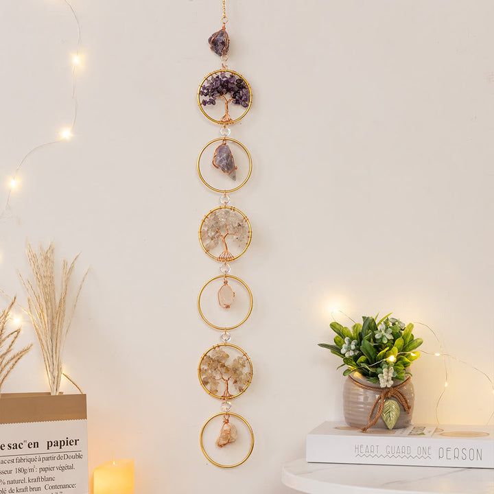 Lisslune | Crystal Tree of Life 6 Rings Wall Decor Ornament