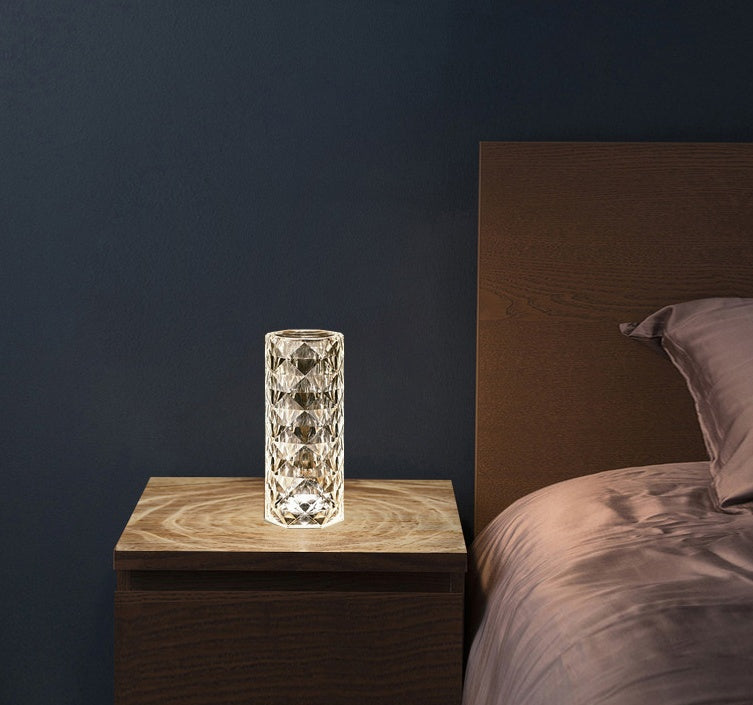 Lisslune | Nordic Crystal Lamp USB Table Lamps Bedroom Touch Dimming Atmosphere Diamond Night Light Rose Projector Lamp Decor