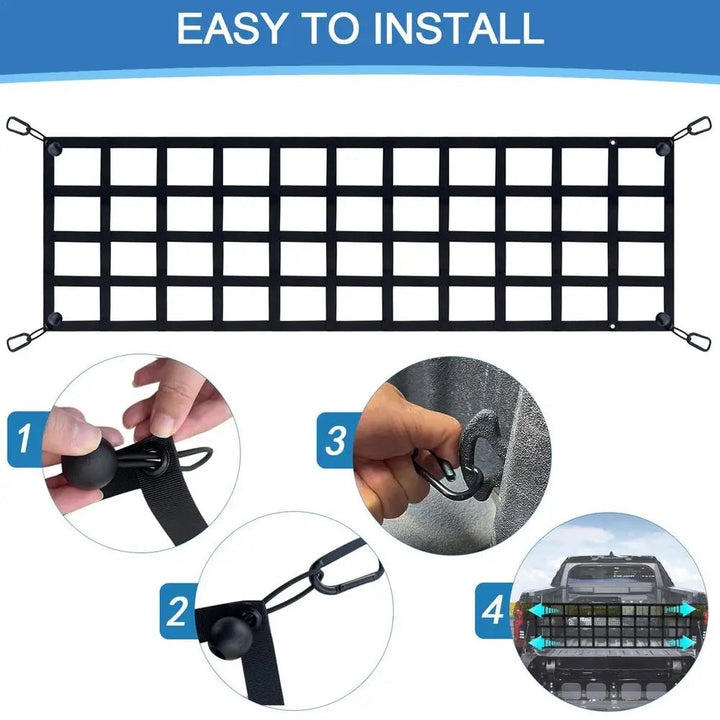 Lisslune | Heavy-duty truck tailgate cargo net with UV protection for full-size trucks