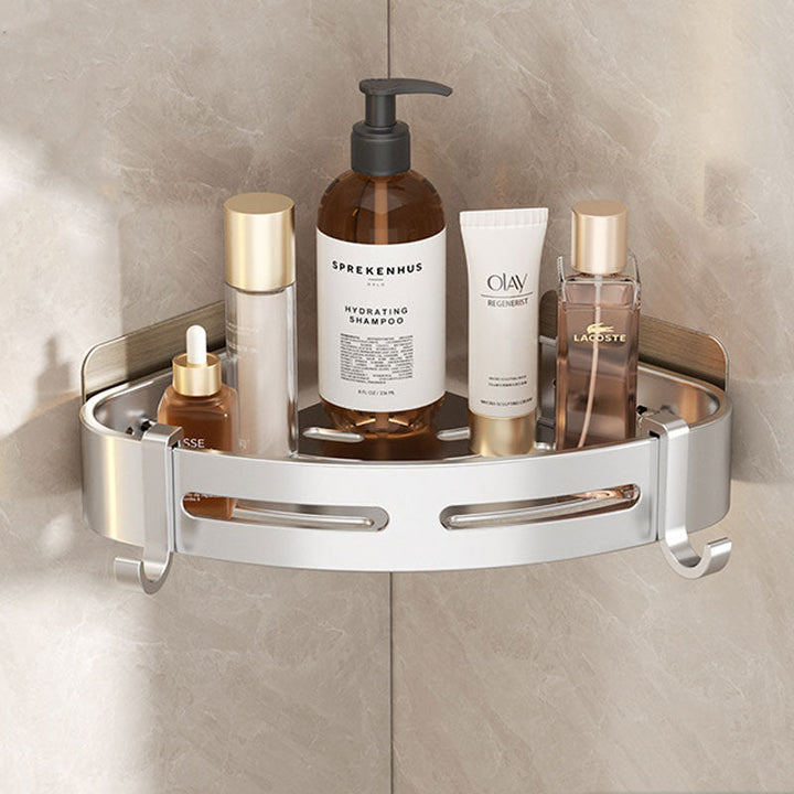 Lisslune | EasyCorner Aluminum Shelf – Self-Adhesive Bathroom Corner Storage without Drilling