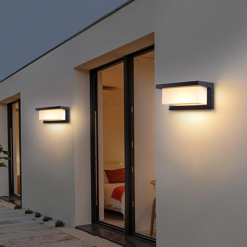 Lisslune | Modern Minimalist Solar Rectangle PC LED Outdoor Wall Light Lamp For Outdoor Patio