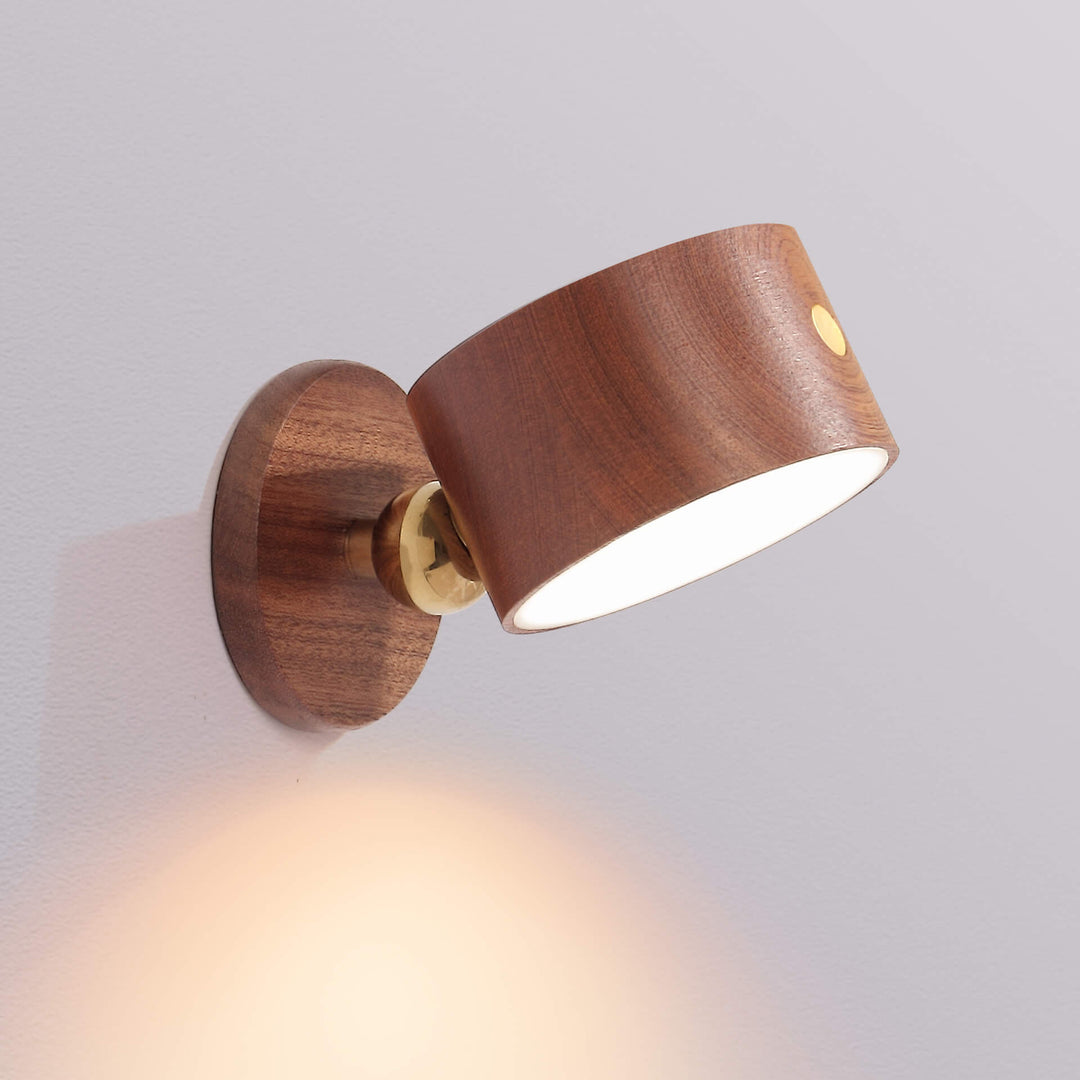 Lisslune | Simple wood USB rechargeable touch magnet LED night light wall sconce lamp