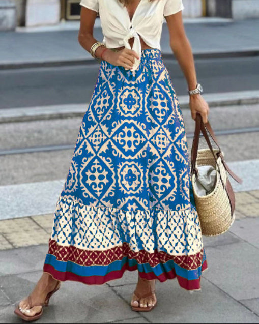 Lisslune | Boho Lange Rock mit Print