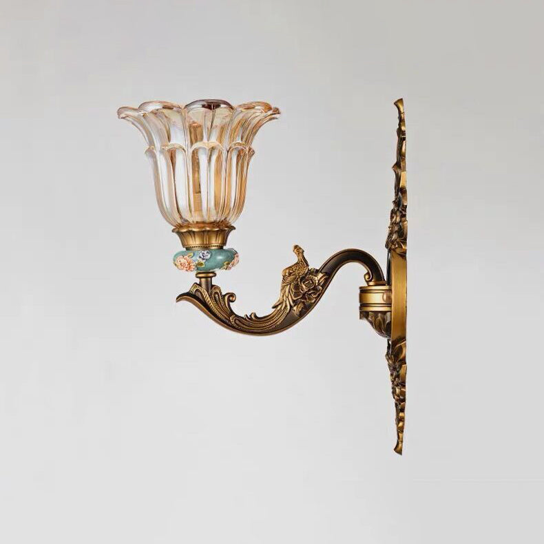 Lisslune | FlorisLuxe European Wall Lamp | Blossom Design | 1-2 Flames | High-Quality Resin & Glass | Elegance for Living Room & Hallway