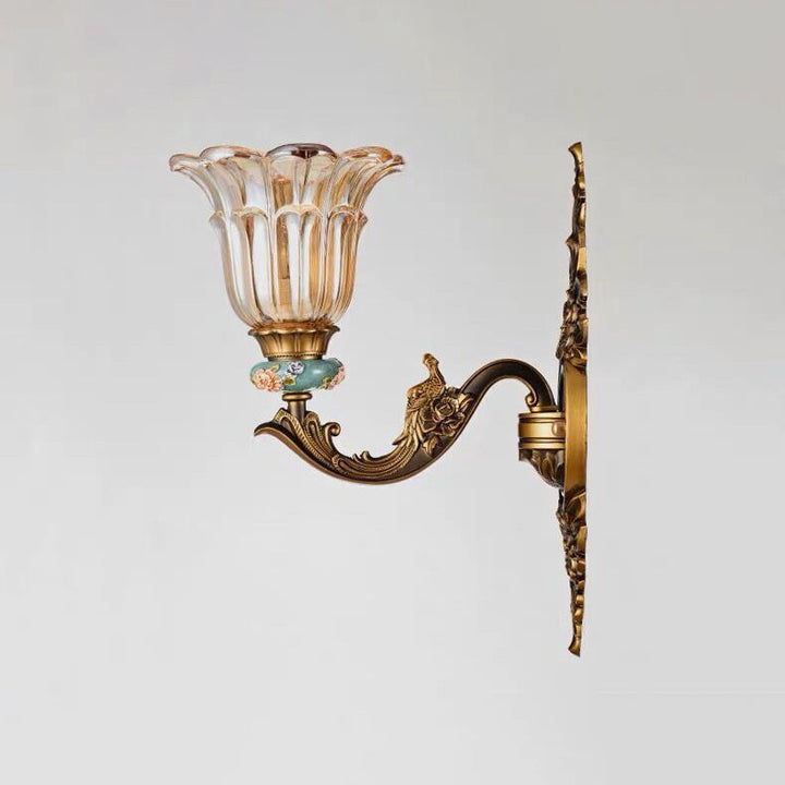 Lisslune | FlorisLuxe European Wall Lamp | Blossom Design | 1-2 Flames | High-Quality Resin & Glass | Elegance for Living Room & Hallway