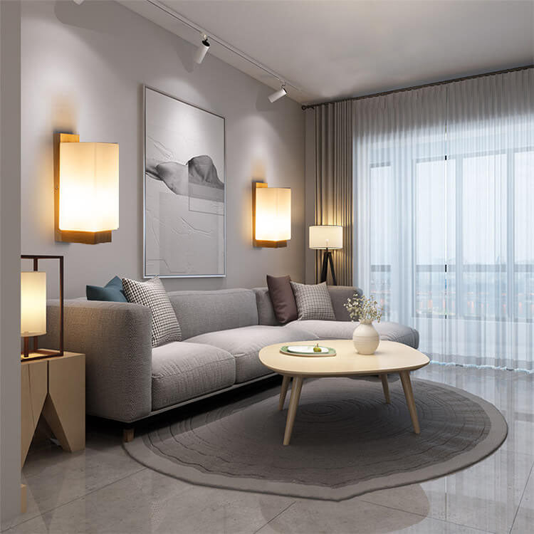 Lisslune | Modern minimalist solid wood square glass column 1-light wall sconces lamp