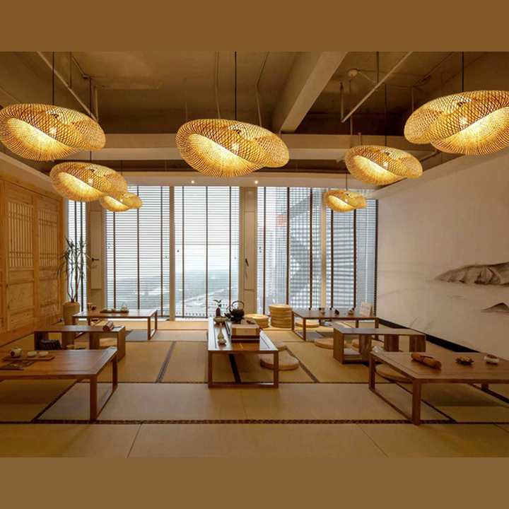 Lisslune | Rattan Woven Bamboo - Pendant Light - Led - Light