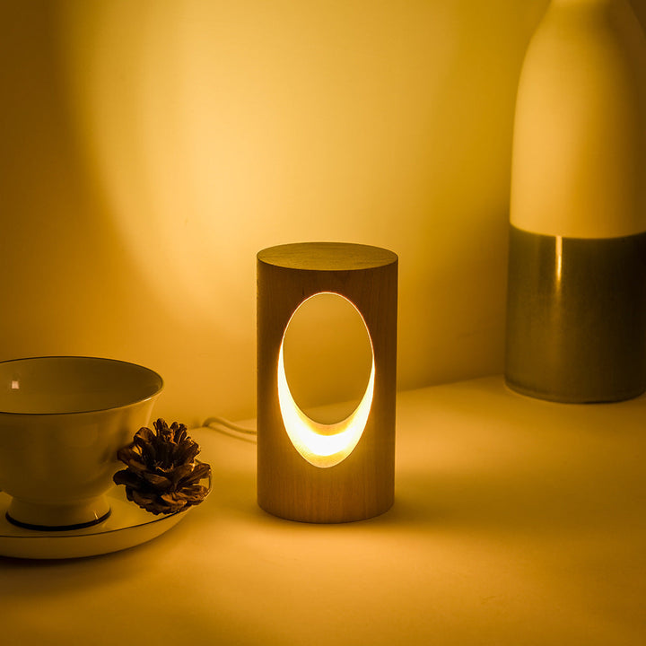 Lisslune | Japanese solid wood rectangular column LED night lamp USB table lamp