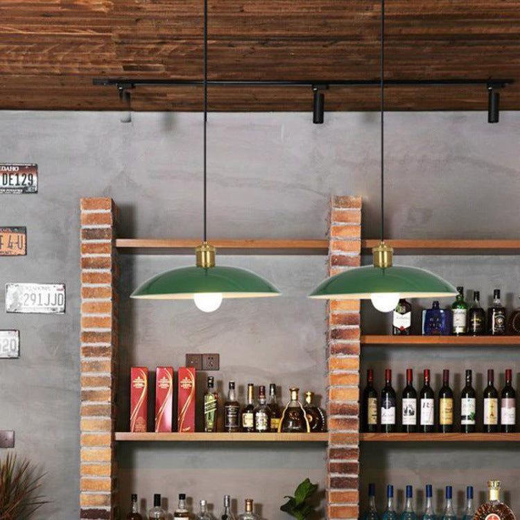 Lisslune | RetroDome Industrial Vintage Pendant Light | Green Iron Dome Design | Single Light | Rustic Ceiling Lighting