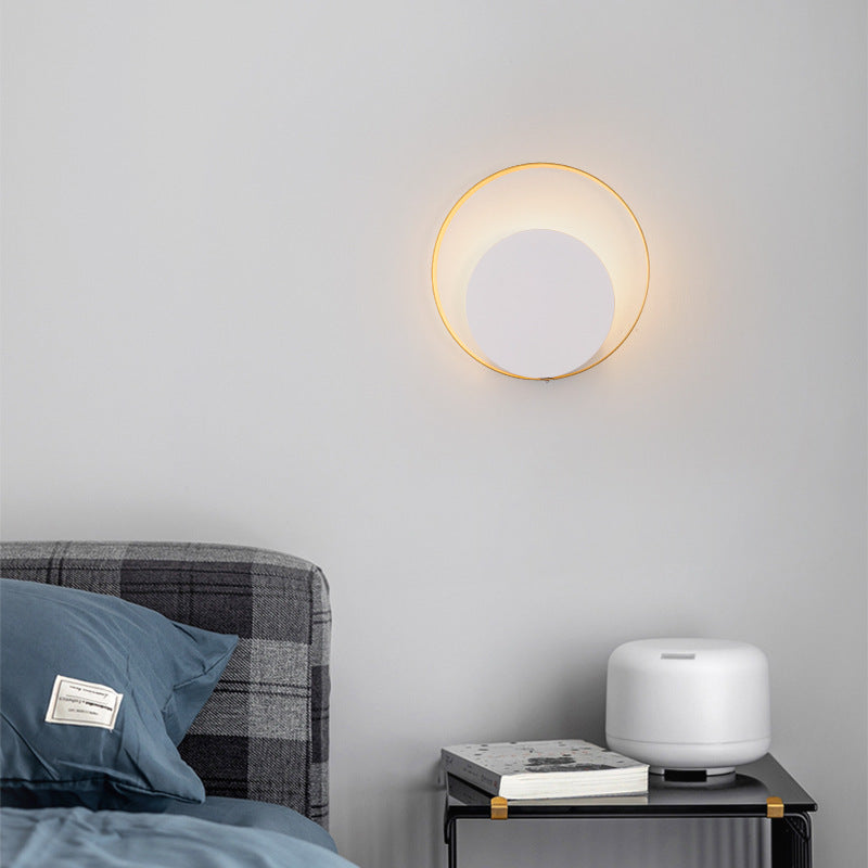 Lisslune | Modern Minimalist Iron Circle Ring 1-Light Wall Sconces Lamp For Bedroom