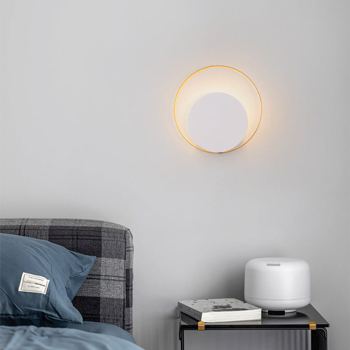 Lisslune | Modern Minimalist Iron Circle Ring 1-Light Wall Sconces Lamp For Bedroom