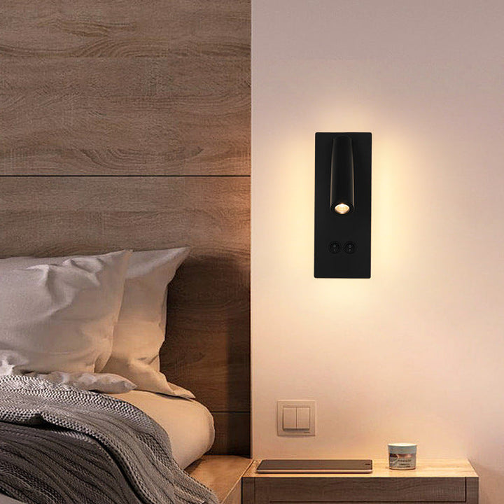 Lisslune | Modern Minimalistic Rectangular Round Iron Aluminum LED Wall Lamp For Bedroom