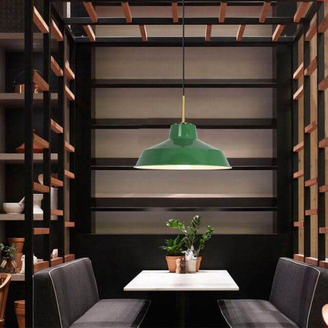 Lisslune | RetroDome Industrial Vintage Pendant Light | Green Iron Dome Design | Single Light | Rustic Ceiling Lighting