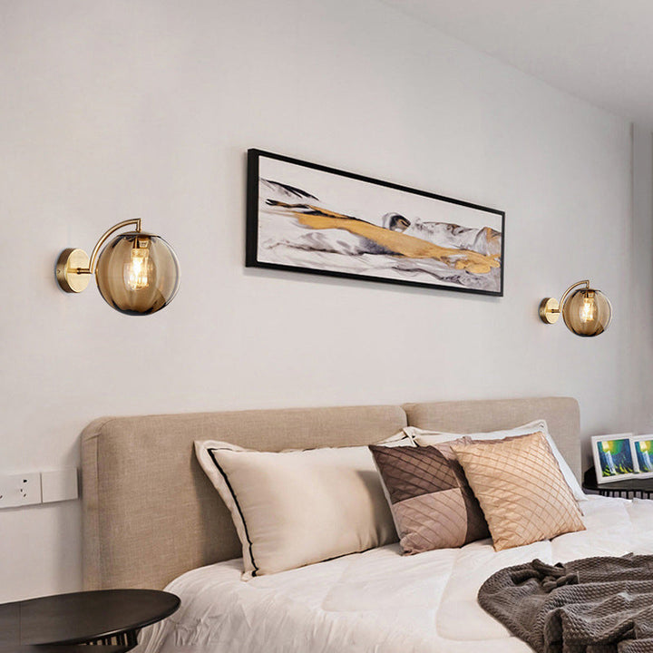 Lisslune | Contemporary Scandinavian Round Ball Iron Glass 1-Light Wall Lamp for Living Room