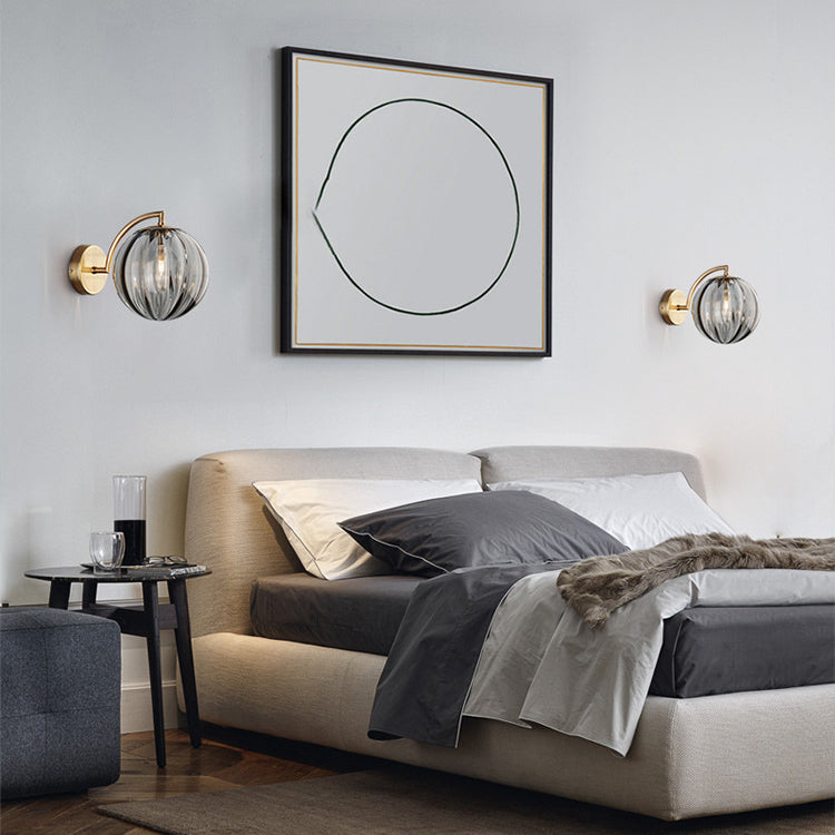 Lisslune | Contemporary Scandinavian Round Ball Iron Glass 1-Light Wall Lamp for Living Room