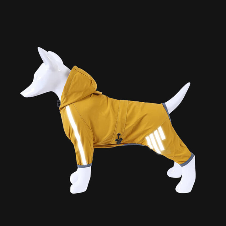 Lisslune | Stylish waterproof adjustable reflective stripe dog rain jacket with hood