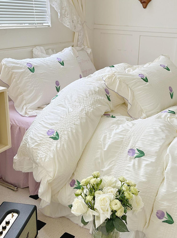 Rynx Coquette Room Tulip Ruffle Bedding Set