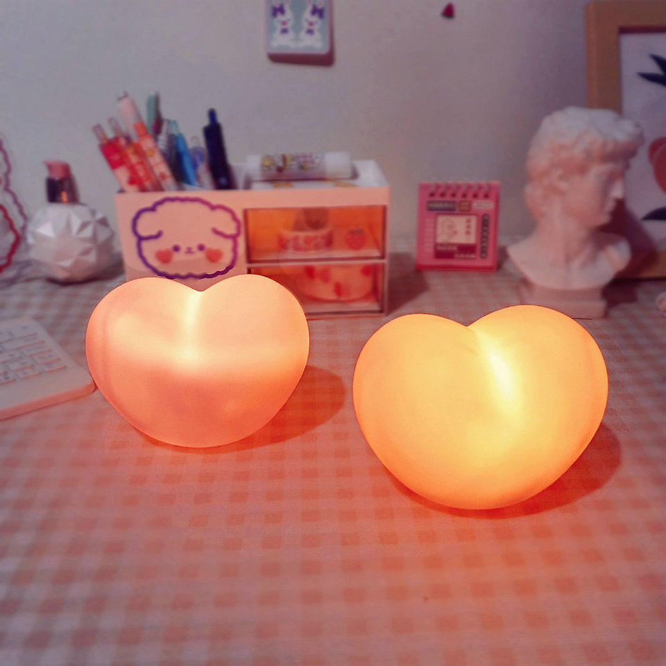 Lisslune | LuvSphere Silicone LED Night Light | Heart-Shaped Design | Table Lamp | Warm Mood Light | Decorative