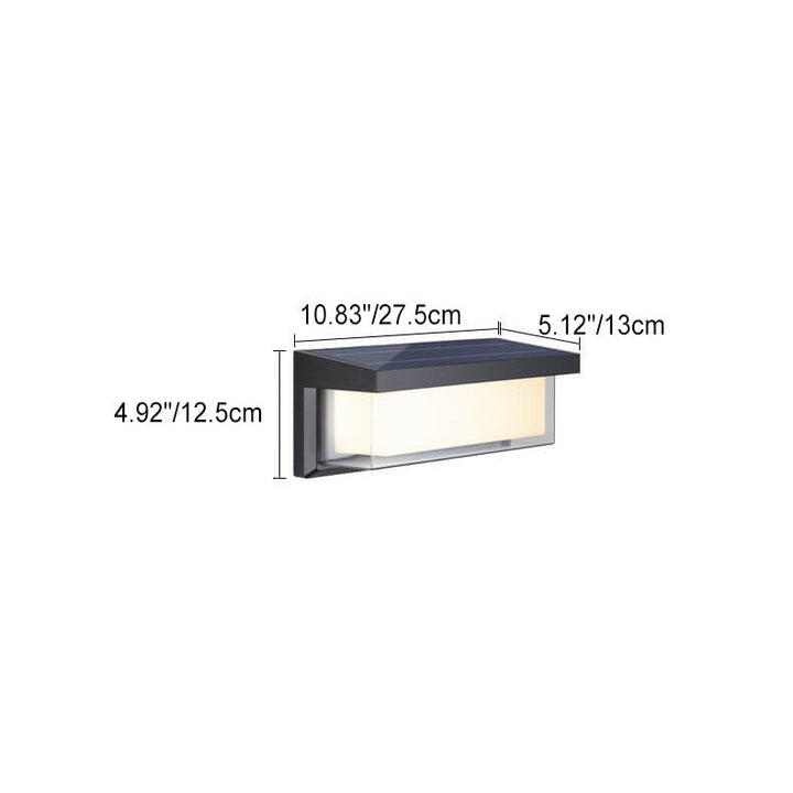 Lisslune | Modern Minimalist Solar Rectangle PC LED Outdoor Wall Light Lamp For Outdoor Patio