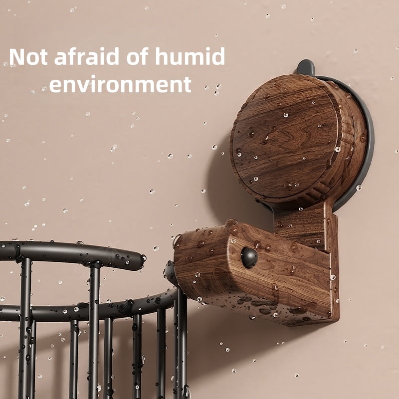 Lisslune | Walnut Wood Toilet Paper Holder – Drill-Free with Suction Cup