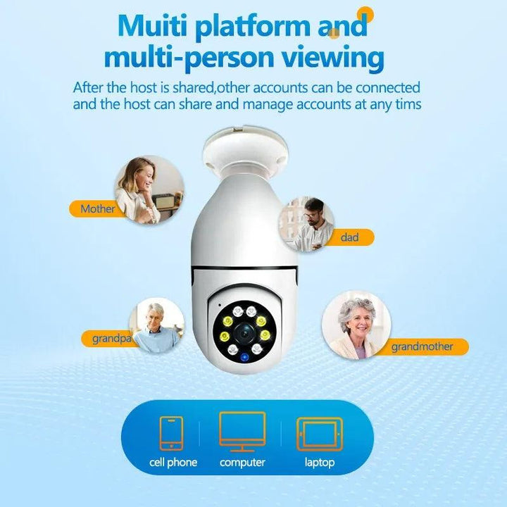 Lisslune | 360-Degree Smart Wireless Bulb Camera for Enhanced Home or Office Surveillance