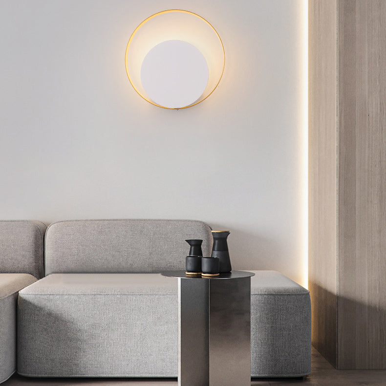 Lisslune | Modern Minimalist Iron Circle Ring 1-Light Wall Sconces Lamp For Bedroom