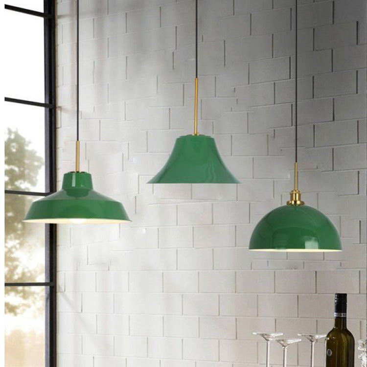 Lisslune | RetroDome Industrial Vintage Pendant Light | Green Iron Dome Design | Single Light | Rustic Ceiling Lighting