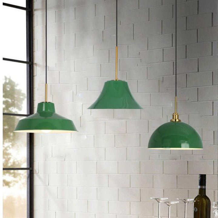 Lisslune | RetroDome Industrial Vintage Pendant Light | Green Iron Dome Design | Single Light | Rustic Ceiling Lighting