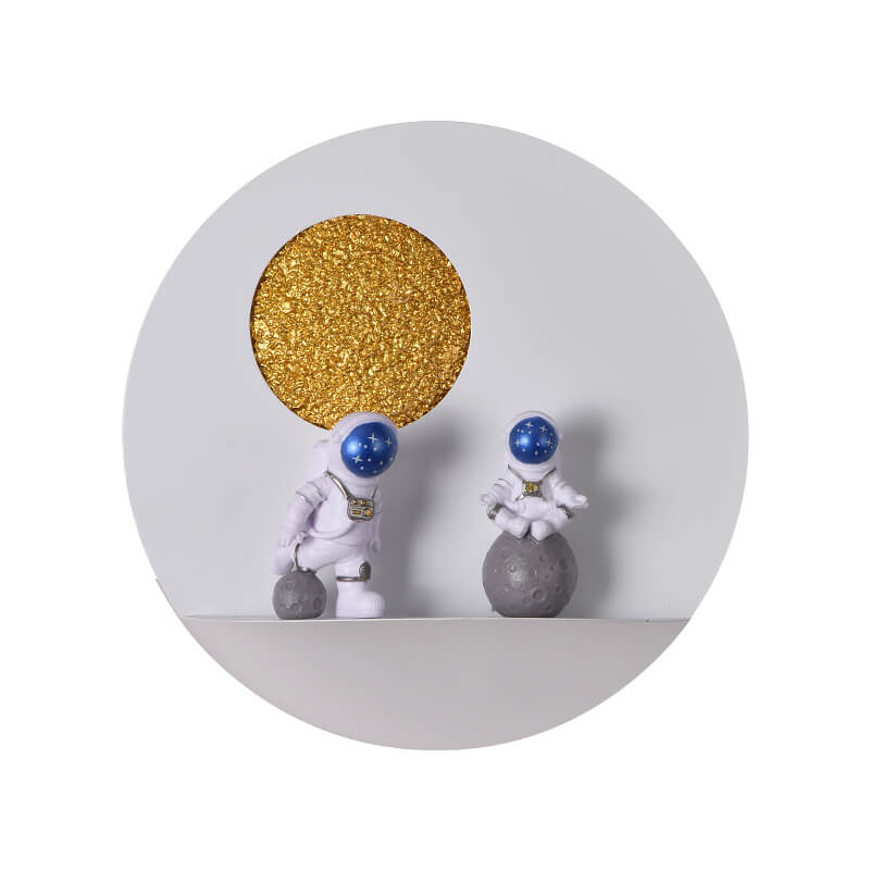 Lisslune | Contemporary Creative Iron Resin Round Astronaut LED Wall Light Lamp for Bedroom