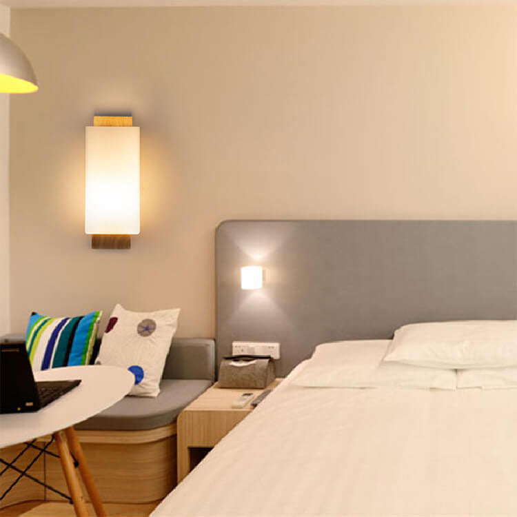 Lisslune | Modern minimalist solid wood square glass column 1-light wall sconces lamp