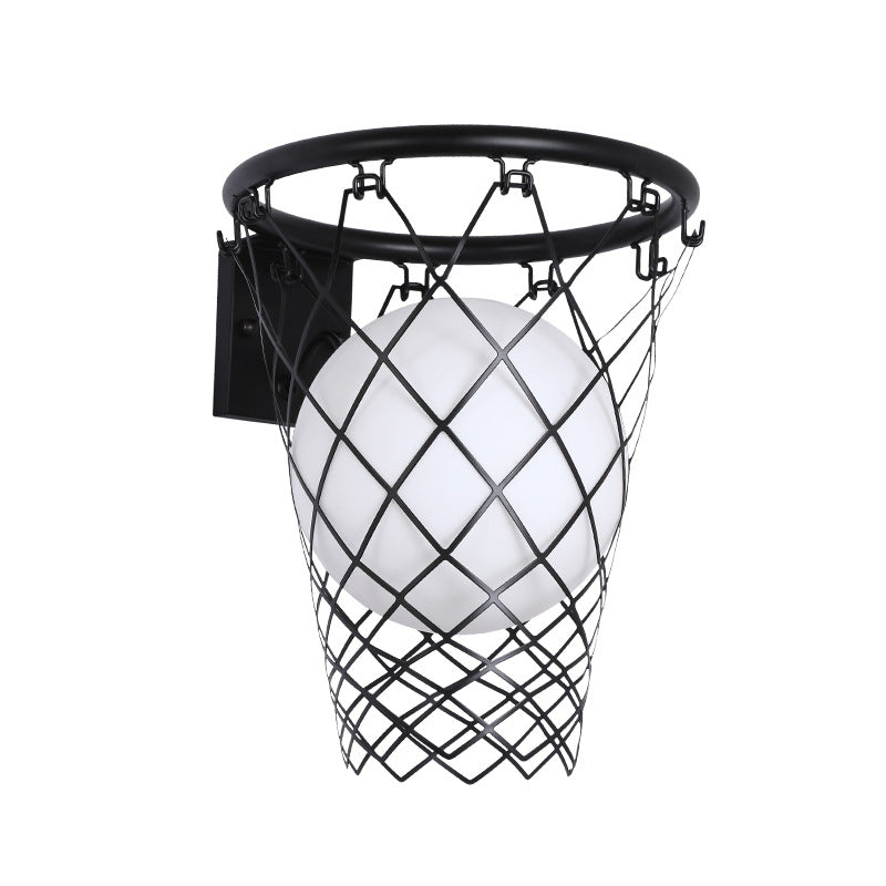 Lisslune | Slamora Children's Wall Light | Basketball Hoop Design | Glass & Metal | Art Deco Style | Bedroom Light