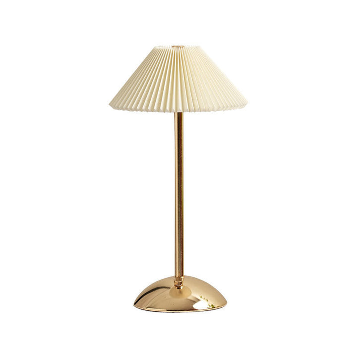 Lisslune | Contemporary Scandinavian rechargeable iron fabric cone pleated LED table lamp for bedside