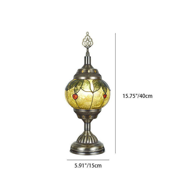 Lisslune | Traditional Tiffany romantic oval iron enameled 1-light table lamp for the bedroom
