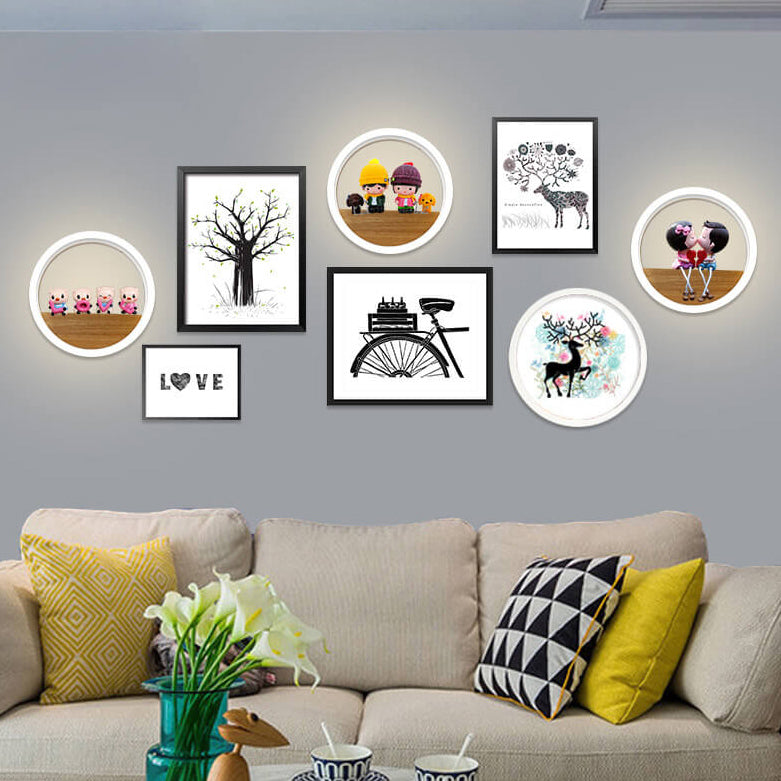 Lisslune | Lumoshelf LED Wall Light | Solid Wood with Shelf | Round Wall Lamp | Warm & White Light