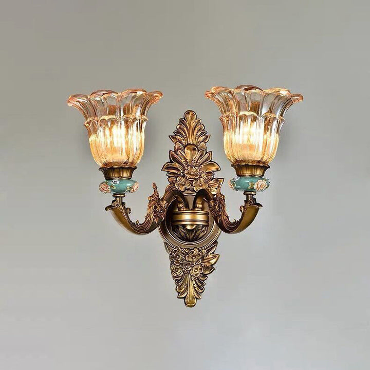 Lisslune | FlorisLuxe European Wall Lamp | Blossom Design | 1-2 Flames | High-Quality Resin & Glass | Elegance for Living Room & Hallway