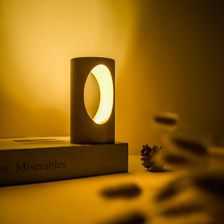 Lisslune | Japanese solid wood rectangular column LED night lamp USB table lamp