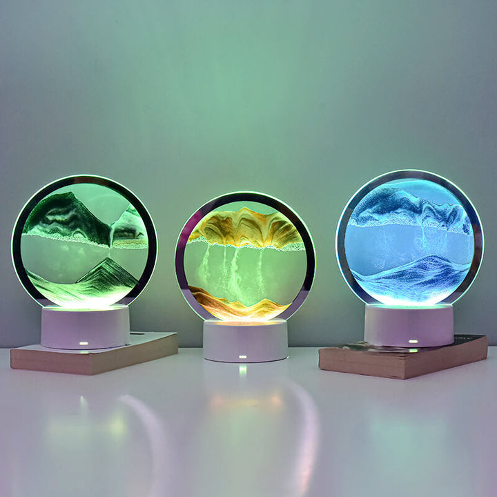Lisslune | Creative Round Hourglass Quicksand 3D LED Night Light Table Lamp