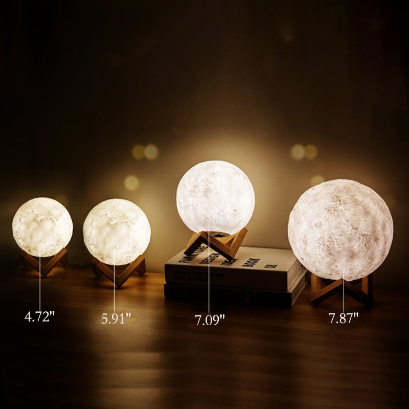 Lisslune | Creative Mini Rechargeable 3D Printed Moon 1-Light LED Table Lamp
