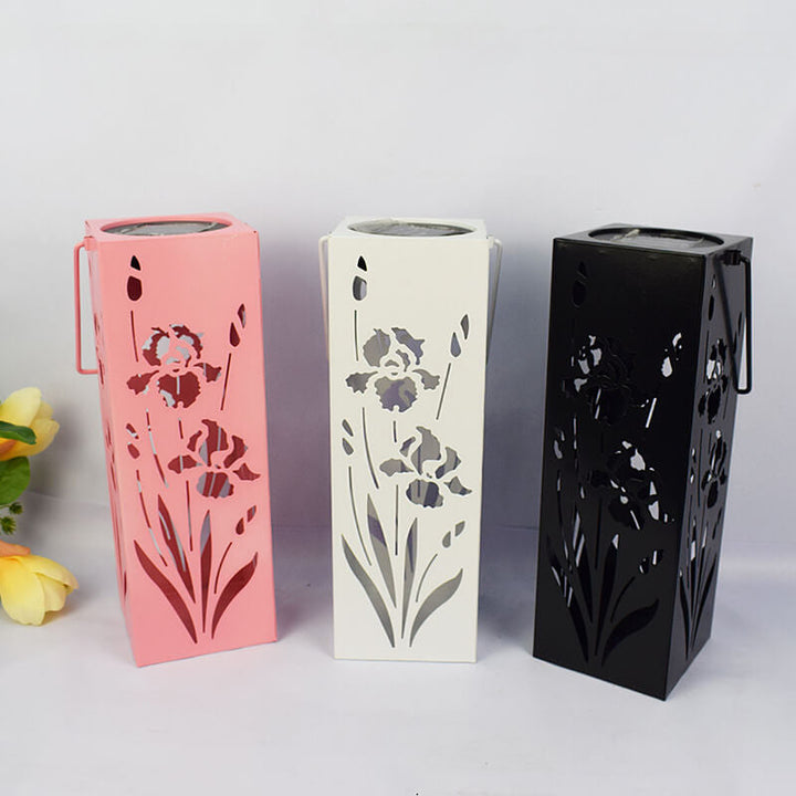 Lisslune | Solar Butterfly Rose Pattern Hollow Column LED Outdoor Waterproof Decorative Lamp