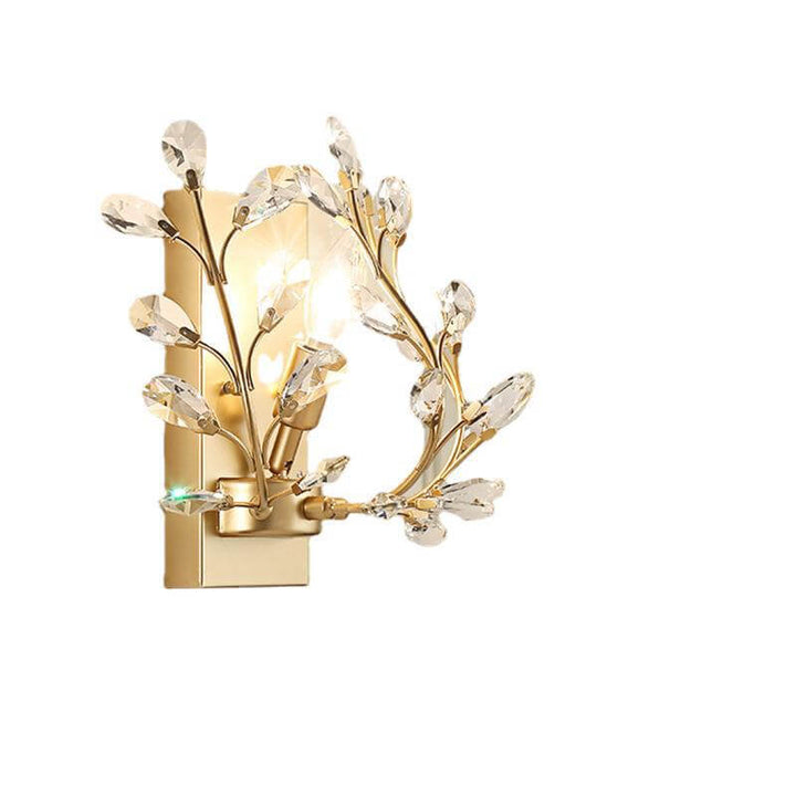 Lisslune | Luminis Wall Light | Luxury Crystal Design | Leaf Motif | 1-Bulb & Modern